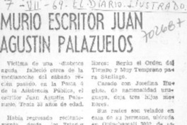 Murió escritor Juan Agustín Palazuelos. Murió escritor Juan Agustín Palazuelos.