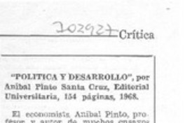 Política y desarrollo. Política y desarrollo.