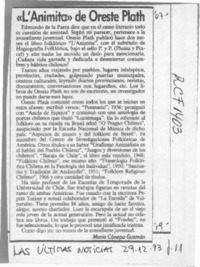 "L'animita" de Oreste Plath "L'animita" de Oreste Plath