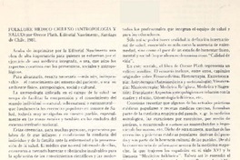 Folklore médico chileno (antropología y salud) Folklore médico chileno (antropología y salud)