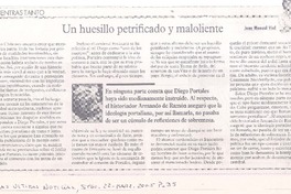 Un huesillo petrificado y maloliente Un huesillo petrificado y maloliente