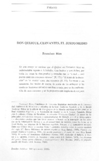 Don Quijote, Cervantes, el justo medio Don Quijote, Cervantes, el justo medio