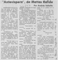 "Antevíspera", de Matías Rafide "Antevíspera", de Matías Rafide