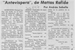 "Antevíspera", de Matías Rafide "Antevíspera", de Matías Rafide