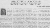 Biblioteca Nacional, "Referencias Críticas" Biblioteca Nacional, "Referencias Críticas"