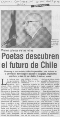 Poetas descubren el futuro de Chile. Poetas descubren el futuro de Chile.