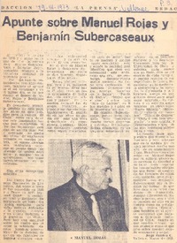 Apunte sobre Manuel Rojas y Benjamín Subercaseaux Apunte sobre Manuel Rojas y Benjamín Subercaseaux