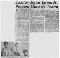 Escritor Jorge Edwards prepara obra de teatro. Escritor Jorge Edwards prepara obra de teatro.