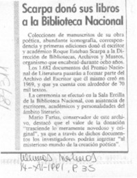 Scarpa donó sus libros a la Biblioteca Nacional Scarpa donó sus libros a la Biblioteca Nacional