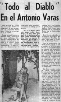 Todo al diablo" en el Antonio Varas. Todo al diablo" en el Antonio Varas.