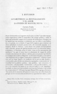 Lo grotesco ; la bestialización y el amor ; la poesía de Manuel Silva Lo grotesco ; la bestialización y el amor ; la poesía de Manuel Silva