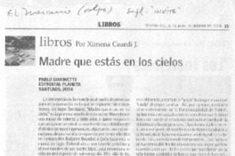 Madre que estás en los cielos Madre que estás en los cielos