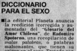 Diccionario para el sexo. Diccionario para el sexo.