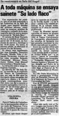 A toda máquina se ensaya sainete "Su lado flaco" A toda máquina se ensaya sainete "Su lado flaco"