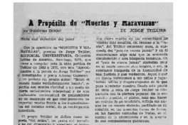 A propósito de "muertes y maravillas" A propósito de "muertes y maravillas"