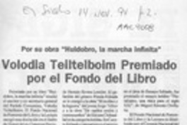 Volodia Teitelboim premiado por el Fondo del Libro Volodia Teitelboim premiado por el Fondo del Libro