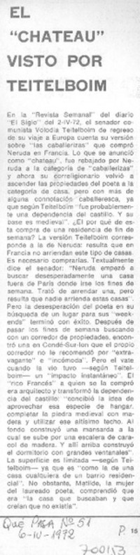El "Chateau" visto por Teitelboim. El "Chateau" visto por Teitelboim.