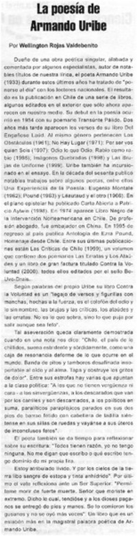 La poesía de Armando Uribe La poesía de Armando Uribe