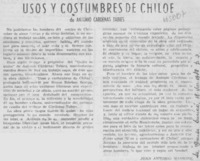 Usos y costumbres de Chiloé Usos y costumbres de Chiloé