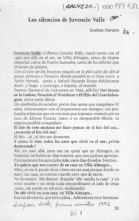 Los silencios de Juvencio Valle Los silencios de Juvencio Valle
