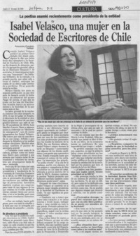 Isabel Velasco, una mujer en la Sociedad de Escritores de Chile Isabel Velasco, una mujer en la Sociedad de Escritores de Chile