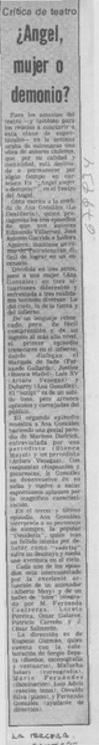 ¿Angel, mujer o demonio? ¿Angel, mujer o demonio?