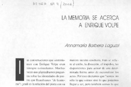 La memoria se acerca a Enrique Volpe La memoria se acerca a Enrique Volpe