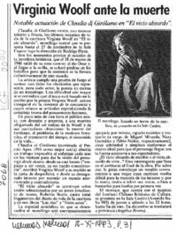 Virginia Woolf ante la muerte Virginia Woolf ante la muerte