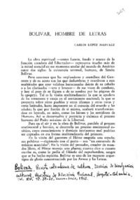 Bolívar, hombre de letras Bolívar, hombre de letras