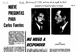 Nueve preguntas para Carlos Fuentes. Nueve preguntas para Carlos Fuentes.