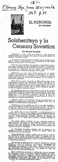 Solzhenitsyn y la censura Soviética Solzhenitsyn y la censura Soviética