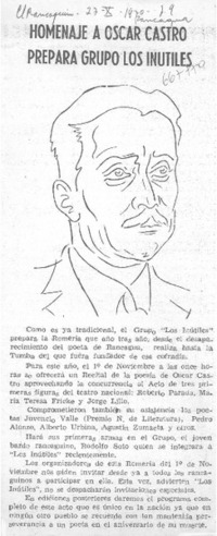 Homenaje a Oscar Castro prepara grupo Los Inútiles. Homenaje a Oscar Castro prepara grupo Los Inútiles.