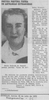 Poetisa porteña figura en antologías extranjeras. Poetisa porteña figura en antologías extranjeras.