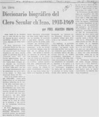 Diccionario biográfico del Clero Secular chileno. 1918-1969 Diccionario biográfico del Clero Secular chileno. 1918-1969