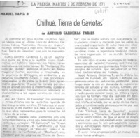 "Chilhué, tierra de gaviotas" "Chilhué, tierra de gaviotas"