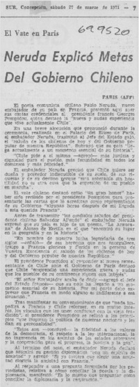 Neruda explicó metas del gobierno chileno. Neruda explicó metas del gobierno chileno.