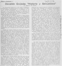 Osvaldo Quijada: "Historia y sexualidad" Osvaldo Quijada: "Historia y sexualidad"