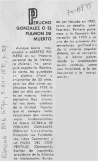 Perucho González o el pulmón de muerto. Perucho González o el pulmón de muerto.
