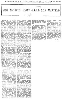 Dos ensayos sobre Gabriela Mistral Dos ensayos sobre Gabriela Mistral