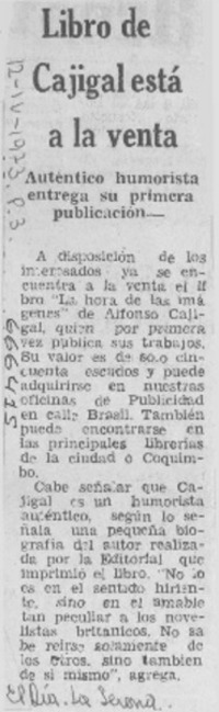 Libro de Cajigal está a la venta. Libro de Cajigal está a la venta.