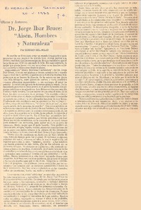 Dr. Jorge Ibar Bruce: "Aisén, hombres y naturaleza" Dr. Jorge Ibar Bruce: "Aisén, hombres y naturaleza"