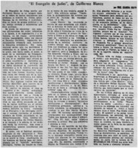 El evangelio de Judas", de Guillermo Blanco El evangelio de Judas", de Guillermo Blanco