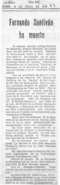 Fernando Santiván ha muerto. Fernando Santiván ha muerto.