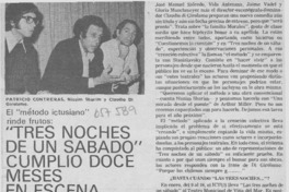"Tres noches de un sabado" cumplió doce meses en escena "Tres noches de un sabado" cumplió doce meses en escena