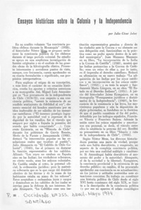 Ensayos históricos sobre la Colonia y la Independencia Ensayos históricos sobre la Colonia y la Independencia