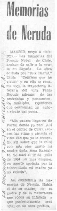 Memorias de Neruda. Memorias de Neruda.