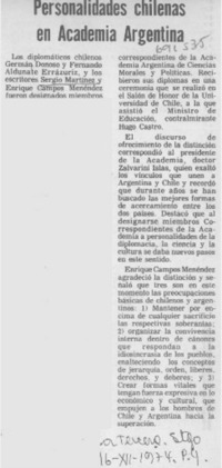 Personalidades chilenas en Academia Argentina. Personalidades chilenas en Academia Argentina.