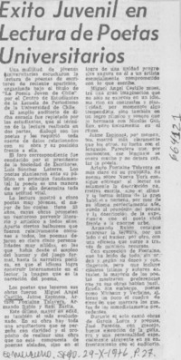 Éxito juvenil en lectura de poetas universitarios. Éxito juvenil en lectura de poetas universitarios.