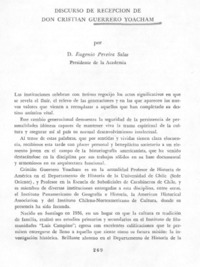 Discurso de recepción de don Cristián Guerrero Yoacham Discurso de recepción de don Cristián Guerrero Yoacham