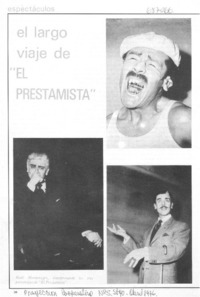 El Largo viaje de "El prestamista". El Largo viaje de "El prestamista".
